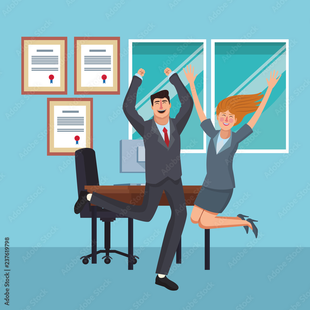 Happy business workers Happy business workers