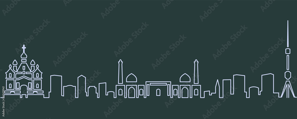 Naklejka premium Tashkent Single Line Skyline