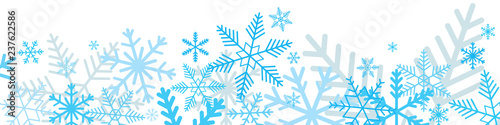 Blue snowflakes on white background. Winter snowflakes footer design for web.