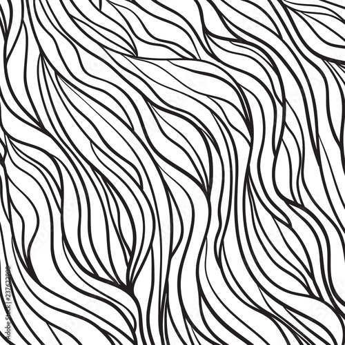 Chaos waved wallpaper. Chaotic pattern. Tangled texture with lines. Background with stripes and waves. Print for banners, posters, flyers and textiles. Black and white illustration for design