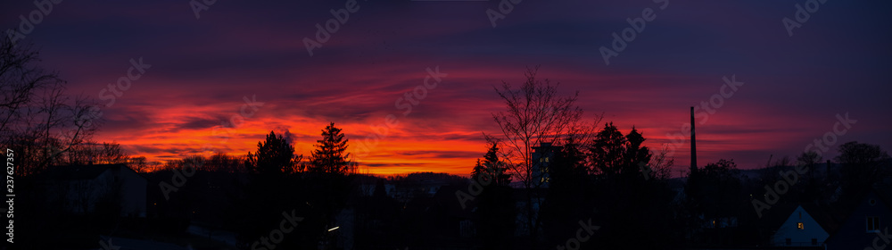 dramatic sky from sunset over Pfaffenhofen