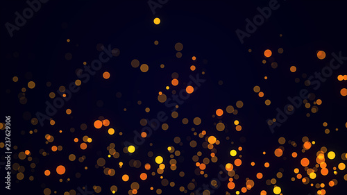 Golden glitter bokeh glowing sparks particles dark festive background