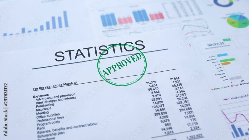 Statistics approved, hand stamping seal on official document, statistics Statistics approved, hand stamping seal on official document, statistics