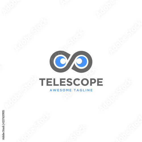Telescope eyes logo design template inspiration