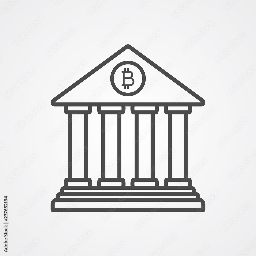Bitcoin bank vector icon sign symbol