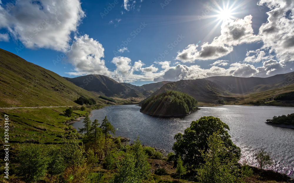 Shot of Haweswater with star spangles sun taken in the Lake District, Cumbria, UK on 14 May 2017