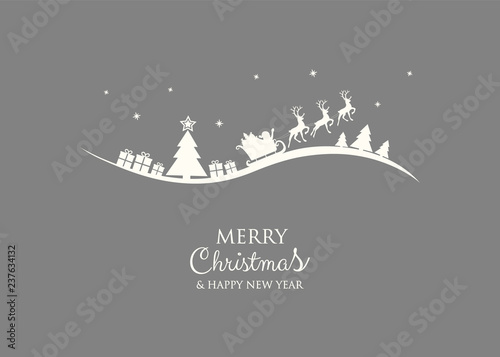 Christmas decoration with wishes and cartoon Santa Claus. Vector.