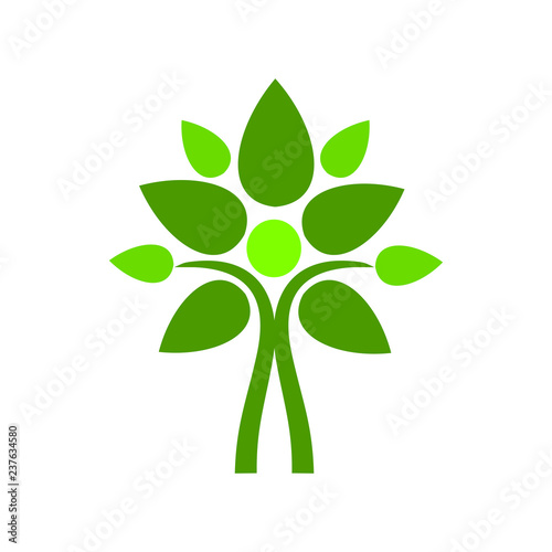 Abstract human tree with leaves. Vector graphic design template. 