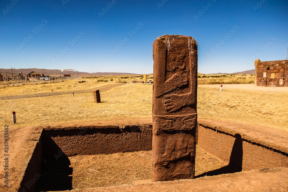 Socialisme Beperking groei Ancient city, Tiahuanacu, Puma Punku, Tiwanaku, Bolivia. Stock Photo |  Adobe Stock