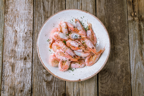 boiled shrimp on plate