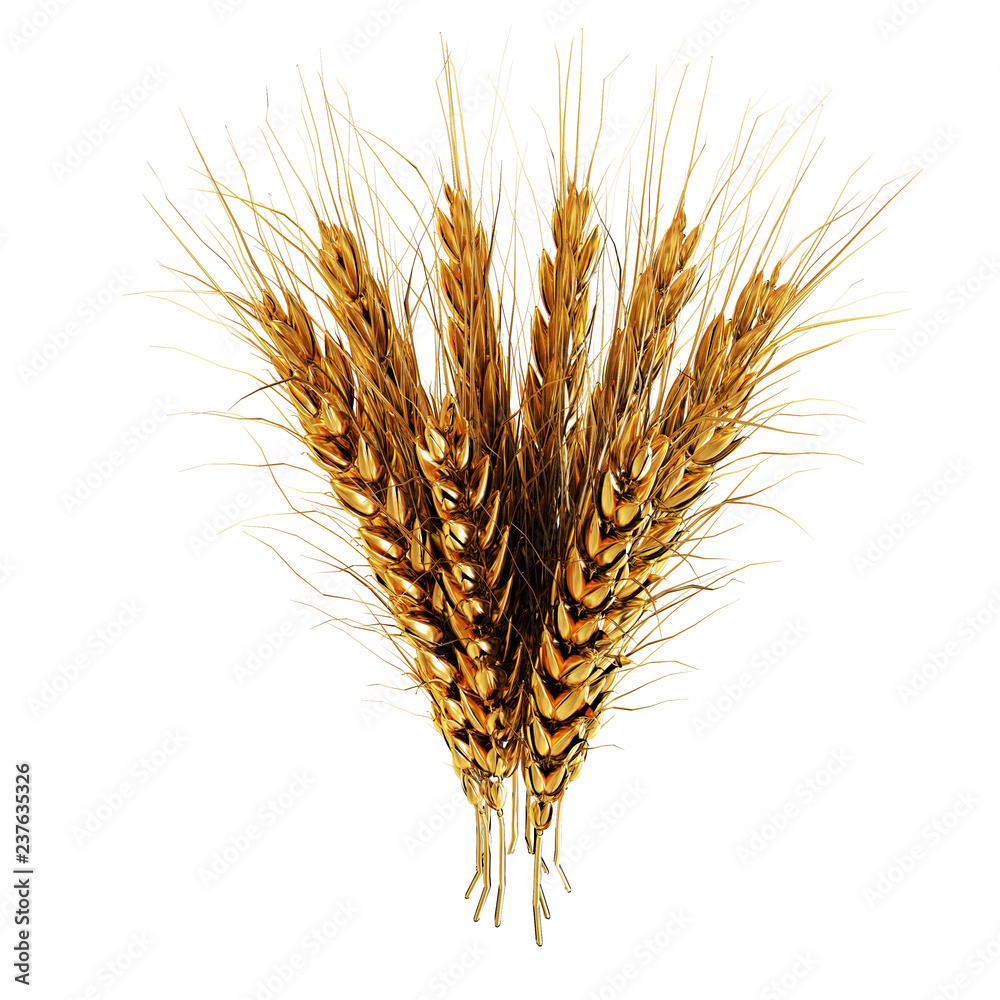 Golden spikelet. 3d render Golden spikelet. 3d render