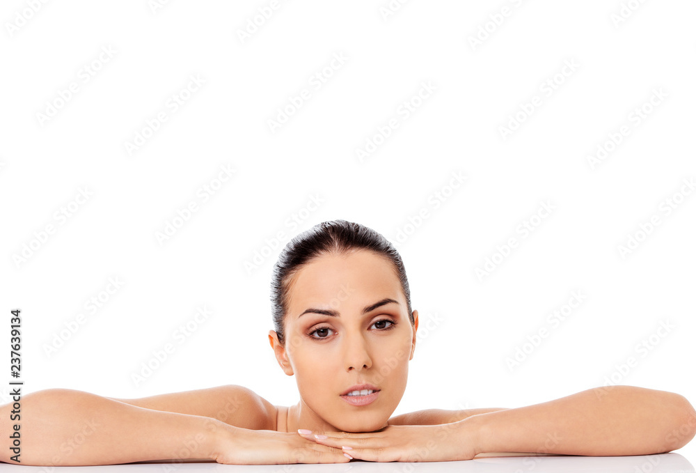 Beauty woman face with perfect fresh clean skin