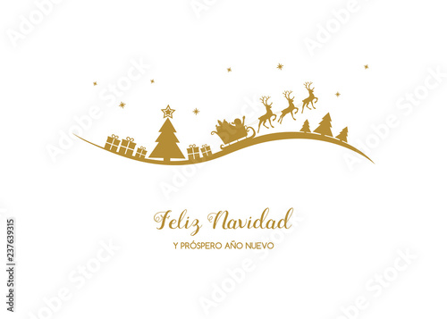 Feliz Navidad y Prospero Ano Nuevo - spanish Christmas wishes. Vector.
