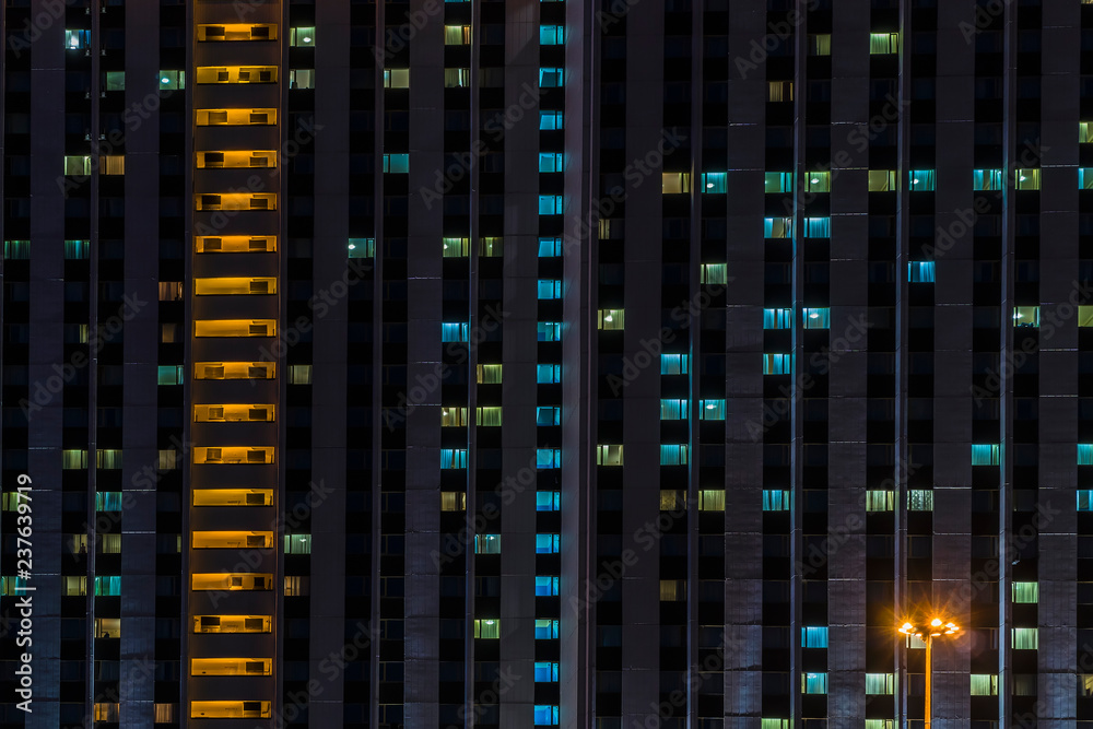Illuminated windows of hotel Illuminated windows of hotel