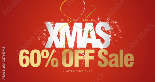 Ho ho ho Christmas Sale 60 percent off limited time only red background voucher