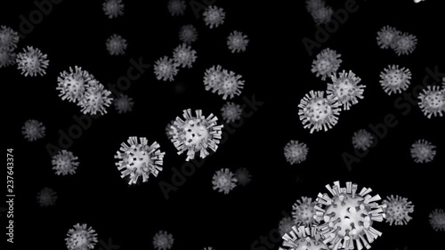 Masses of Viruses moving upwards on a Black Background