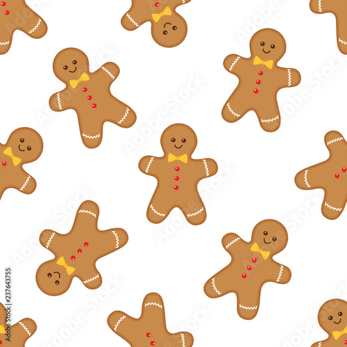 Seamless pattern with gingerbread man