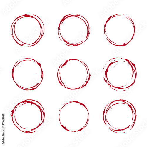 Set of wine glass stain circle, transparent background