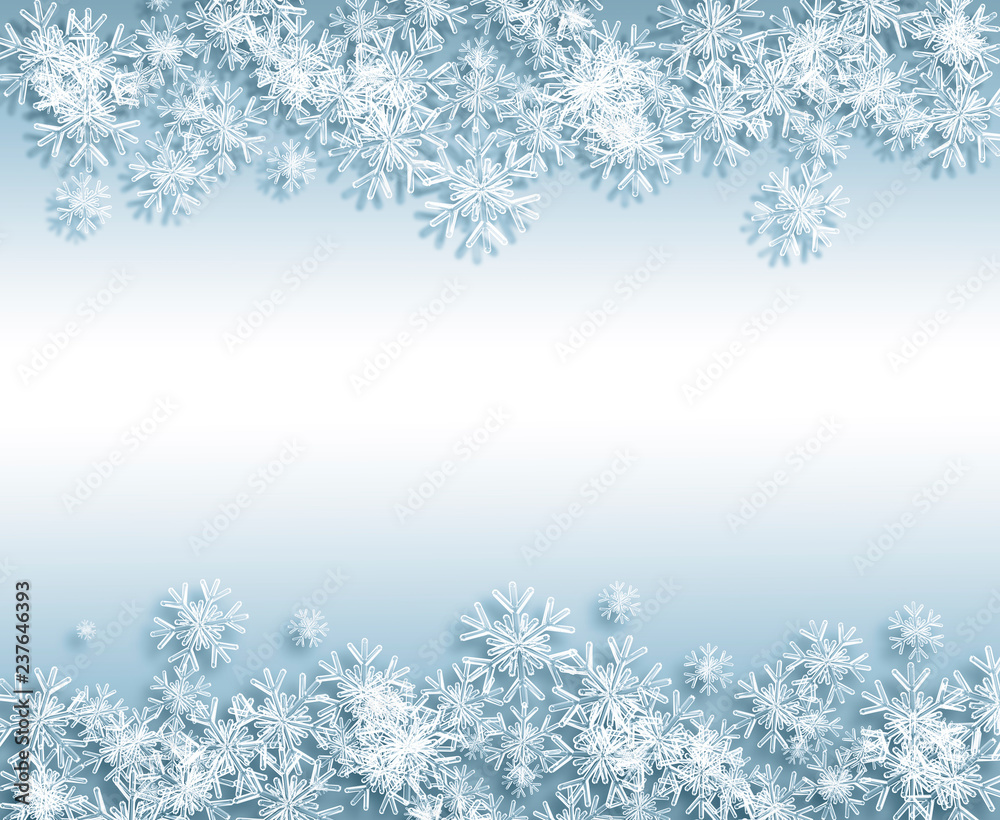 snowflakes and stars descending on background