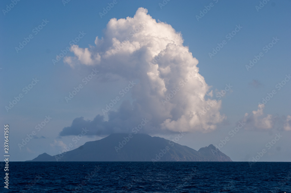 clouds over Caribbean island