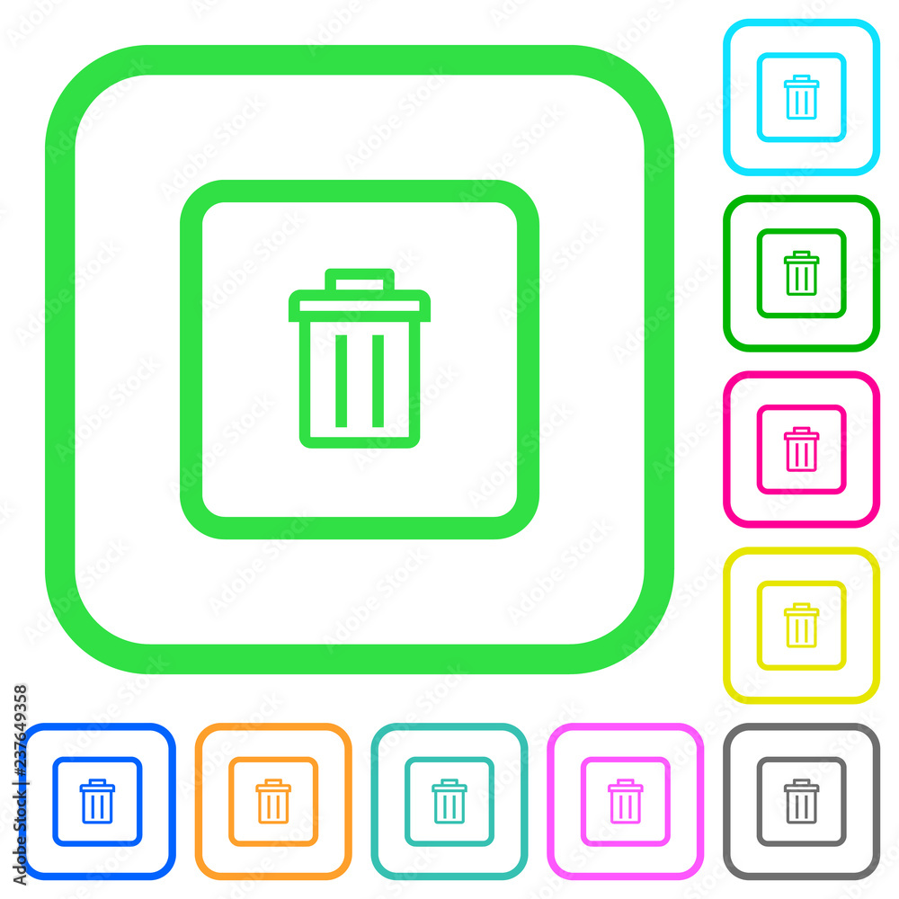 Delete object vivid colored flat icons