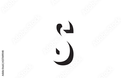 black and white s alphabet letter logo icon design