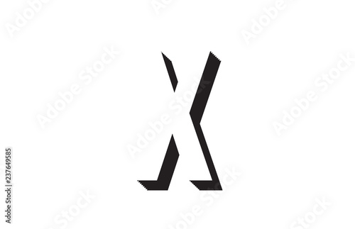 black and white x alphabet letter logo icon design