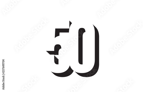 black and white 50 number logo icon design