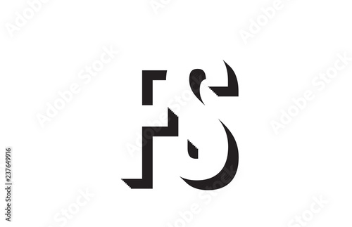 black and white fs f s alphabet letter logo combination icon design