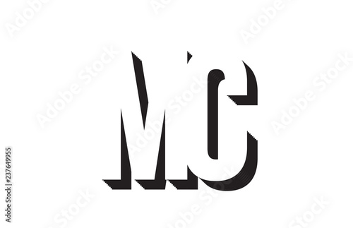 black and white mc m c alphabet letter logo combination icon design