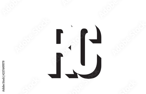 black and white rc r c alphabet letter logo combination icon design