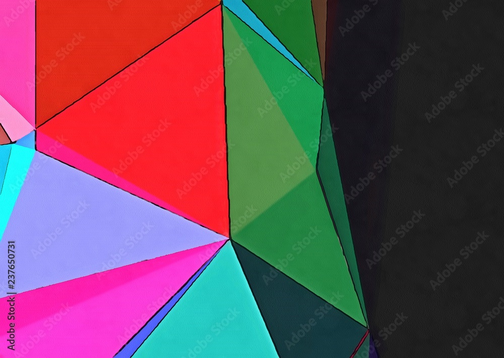 Fototapeta premium Abstract polygonal background. Triangles texture. Geometric modern art. Futuristic simple painting on canvas. Pattern for design. Backdrop template. Low poly concept artwork. Decorative elements. 
