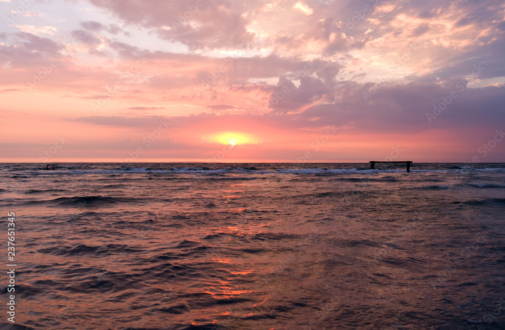 Obraz premium Laesoe / Denmark: Colorful sunset over the Baltic Sea