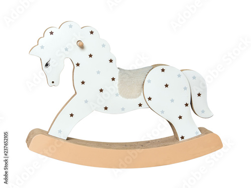 Vintage carton rocking horse toy isolated on white background