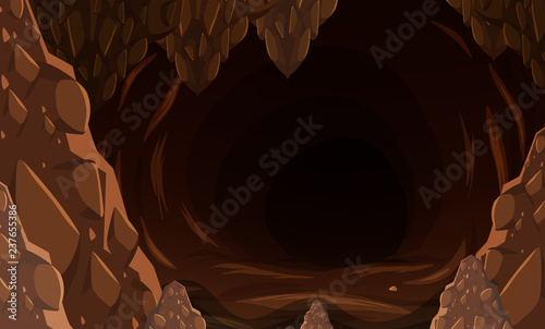 Canvastavla A dark stone cave