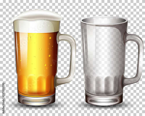 Set of glass and beer