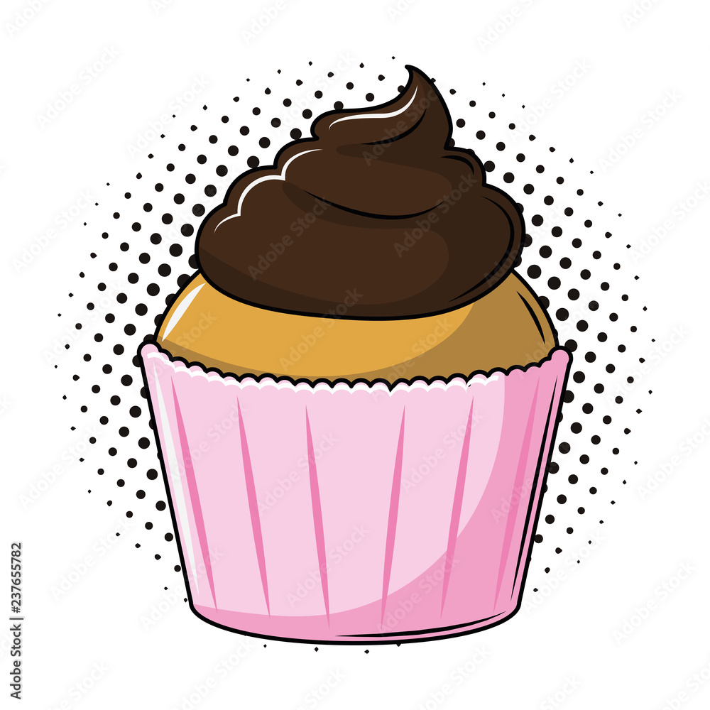 Delicious cupcake dessert pop art