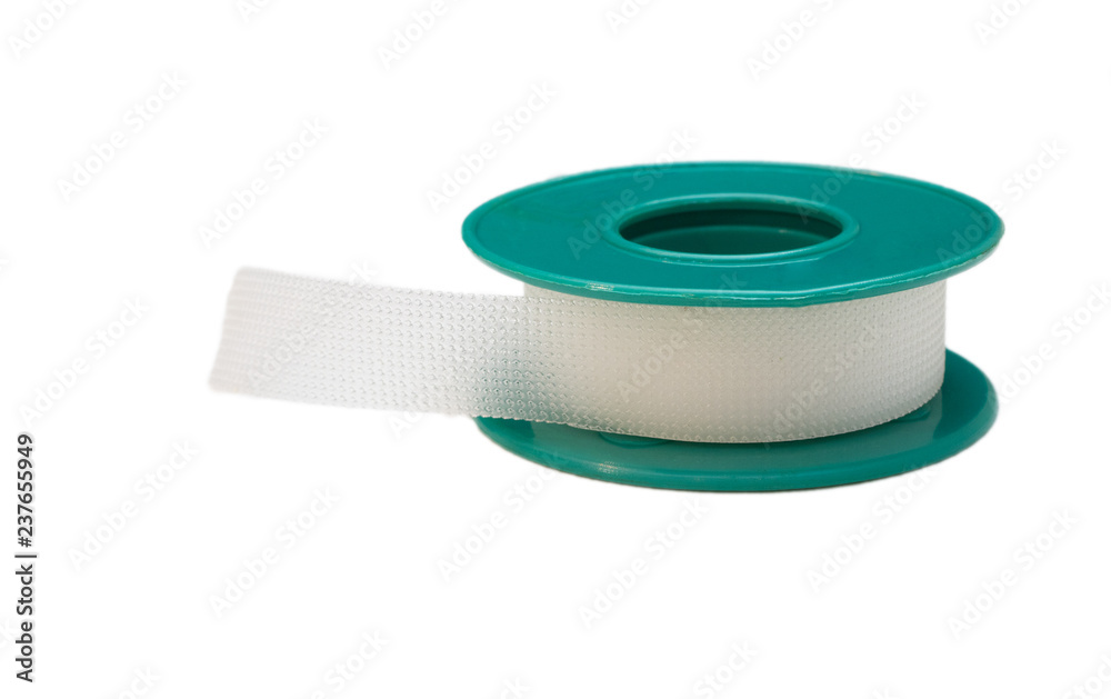 close-up roll of thin transparent germicidal bactericidal medical patch isolated cutout on white background close-up roll of thin transparent germicidal bactericidal medical patch isolated cutout on white background