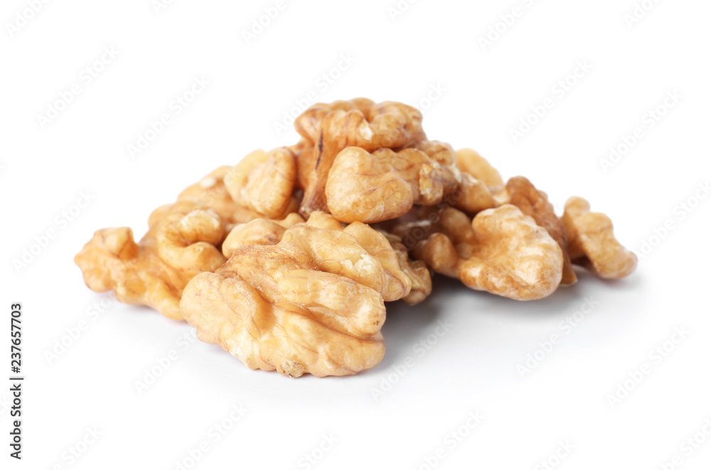 Heap of tasty walnuts on white background Heap of tasty walnuts on white background