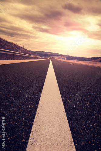 White line on the Empty highway