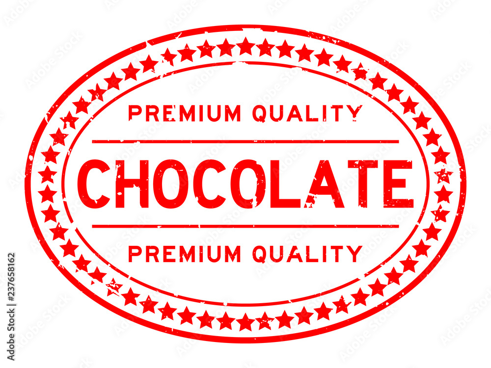 Grunge premium quality chocolate oval rubber seal stamp on white background Grunge premium quality chocolate oval rubber seal stamp on white background