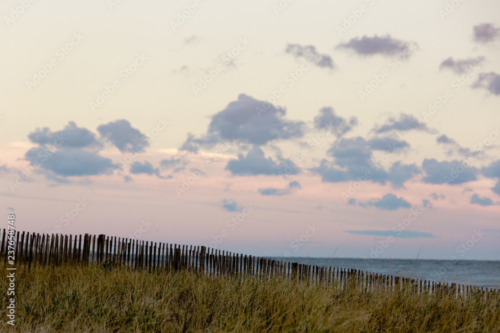 beach fence morning sky