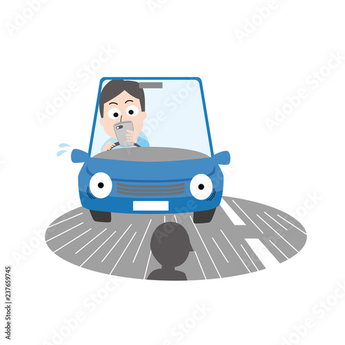 よそ見運転　　男性　車