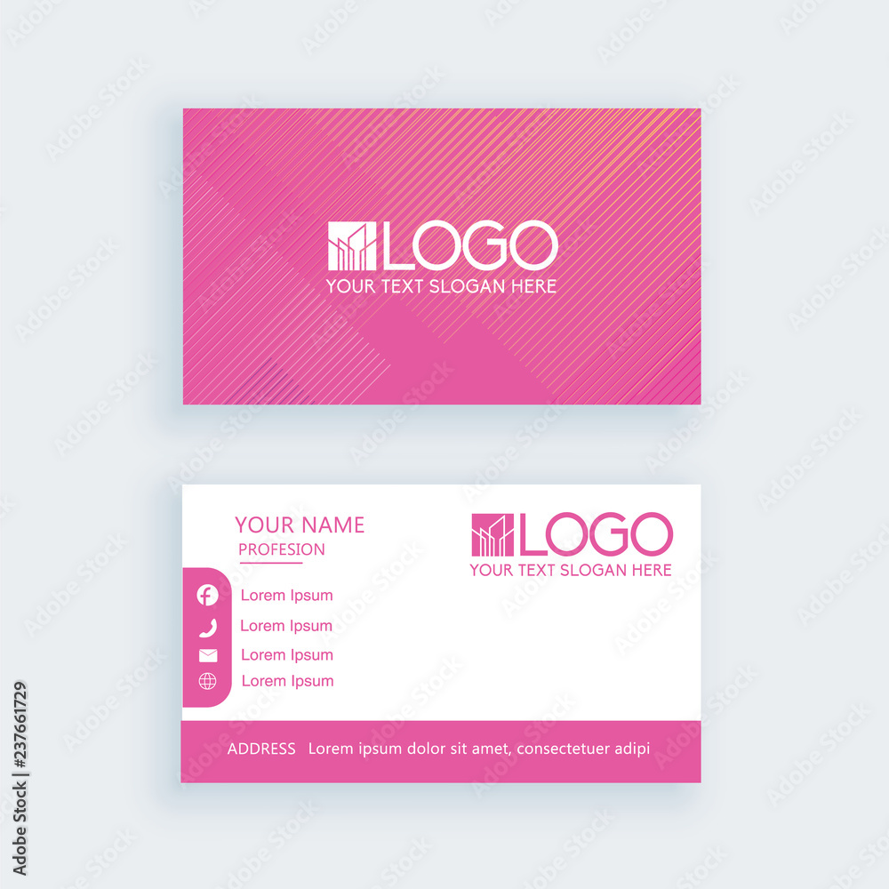 Modern business card template blue stripe pink Modern business card template blue stripe pink