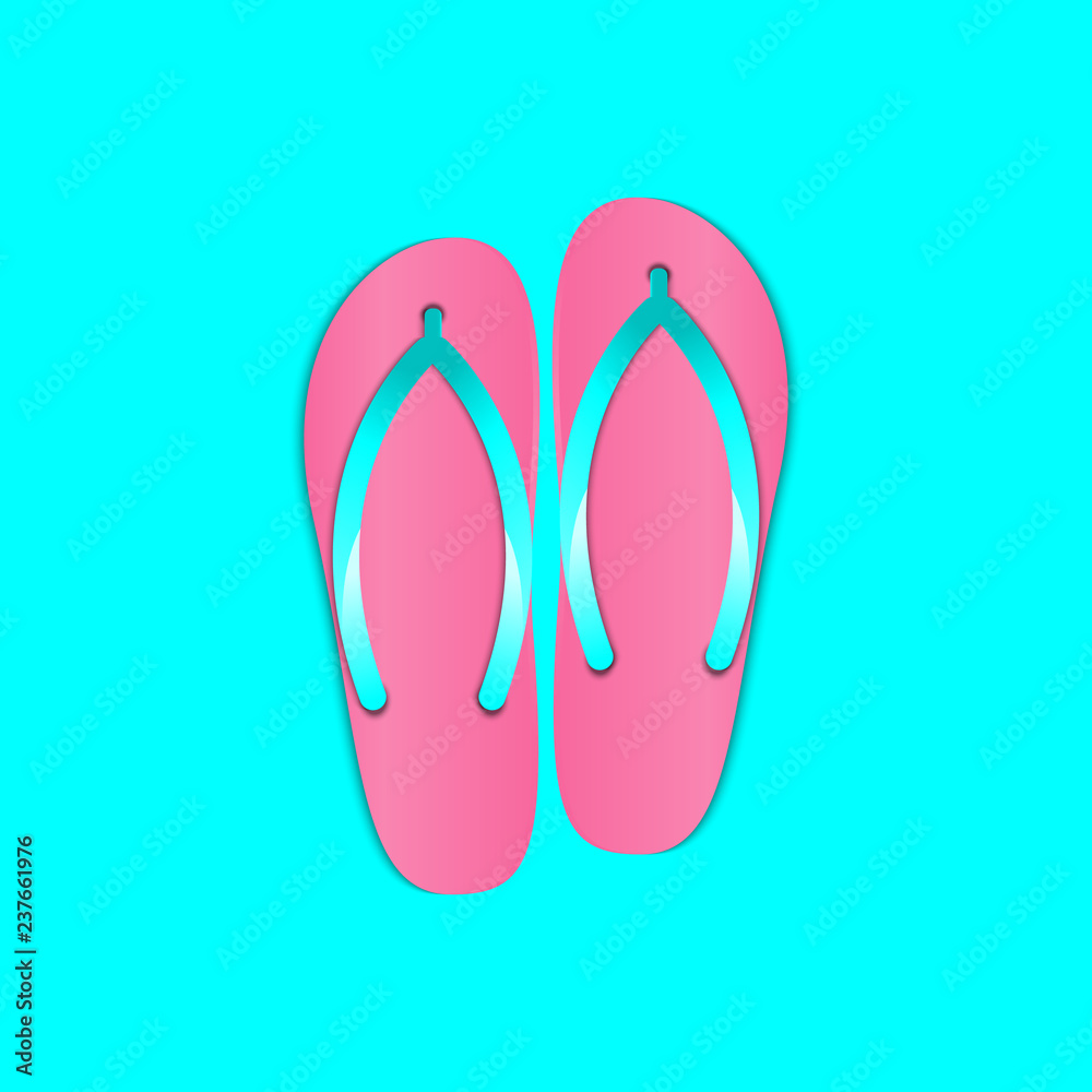 Flip flops beach slippers element for summer theme, Summer concept Flip flops beach slippers element for summer theme, Summer concept