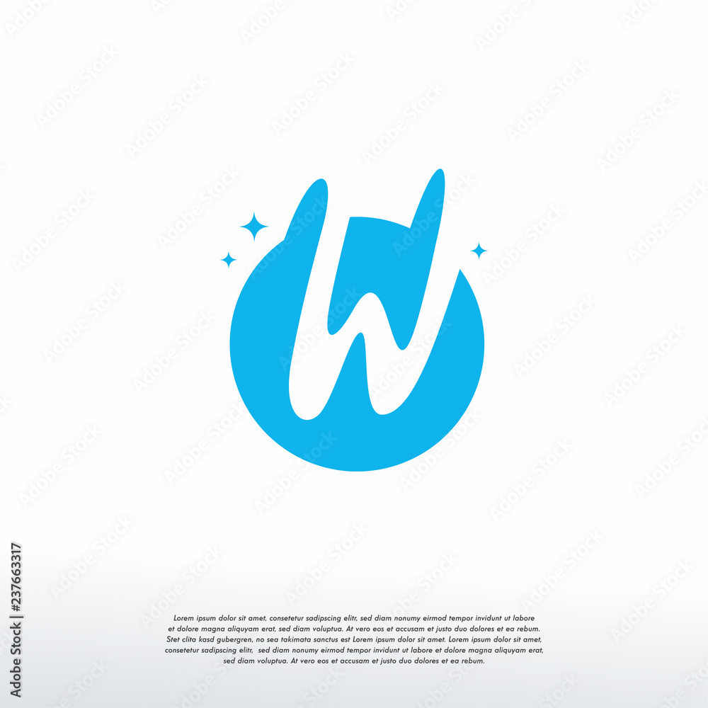 Initial Letter W Swoosh Orbit Logo Designs Vector, W Initial Logo for kids logo template, Logo symbol icon
