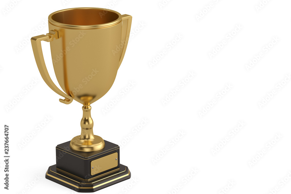 Gold trophy cup isolated on white background. 3D illustration. Gold trophy cup isolated on white background. 3D illustration.