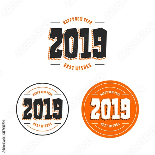 Happy New Year 2019 Logo, badge logo