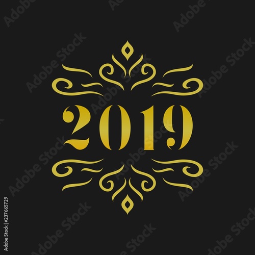 Happy New Year 2019 Logo, background