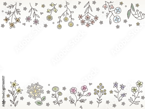 線画の花の飾り罫